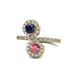 1 - Kevia Blue Sapphire and Rhodolite Garnet with Side Diamonds Bypass Ring 