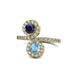 1 - Kevia Blue Sapphire and Blue Topaz with Side Diamonds Bypass Ring 