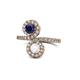1 - Kevia Blue and White Sapphire with Side Diamonds Bypass Ring 