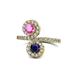 1 - Kevia Pink and Blue Sapphire with Side Diamonds Bypass Ring 