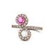 1 - Kevia Pink and White Sapphire with Side Diamonds Bypass Ring 