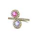 1 - Kevia Pink Sapphire and Tanzanite with Side Diamonds Bypass Ring 