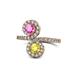 1 - Kevia Pink Sapphire and Yellow Diamond with Side Diamonds Bypass Ring 