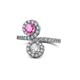 1 - Kevia Pink Sapphire and Diamond with Side Diamonds Bypass Ring 