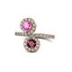 1 - Kevia Pink Sapphire and Ruby with Side Diamonds Bypass Ring 