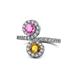 1 - Kevia Pink Sapphire and Citrine with Side Diamonds Bypass Ring 