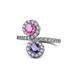 1 - Kevia Pink Sapphire and Iolite with Side Diamonds Bypass Ring 