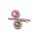 1 - Kevia Pink Sapphire and Smoky Quartz with Side Diamonds Bypass Ring 