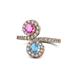 1 - Kevia Pink Sapphire and Blue Topaz with Side Diamonds Bypass Ring 
