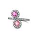 1 - Kevia Pink Sapphire and Pink Tourmaline with Side Diamonds Bypass Ring 