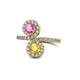 1 - Kevia Pink and Yellow Sapphire with Side Diamonds Bypass Ring 