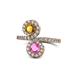 1 - Kevia Citrine and Pink Sapphire with Side Diamonds Bypass Ring 
