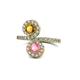 1 - Kevia Citrine and Pink Tourmaline with Side Diamonds Bypass Ring 