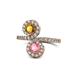1 - Kevia Citrine and Pink Tourmaline with Side Diamonds Bypass Ring 