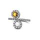 1 - Kevia Citrine and White Sapphire with Side Diamonds Bypass Ring 