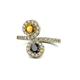 1 - Kevia Citrine and Black Diamond with Side Diamonds Bypass Ring 