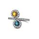 1 - Kevia Citrine and Blue Diamond with Side Diamonds Bypass Ring 