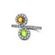 1 - Kevia Citrine and Peridot with Side Diamonds Bypass Ring 