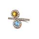 1 - Kevia Citrine and Blue Topaz with Side Diamonds Bypass Ring 
