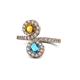 1 - Kevia Citrine and London Blue Topaz with Side Diamonds Bypass Ring 