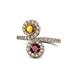 1 - Kevia Citrine and Ruby with Side Diamonds Bypass Ring 