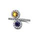 1 - Kevia Citrine and Blue Sapphire with Side Diamonds Bypass Ring 