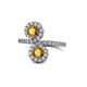 1 - Kevia Citrine with Side Diamonds Bypass Ring 