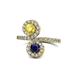 1 - Kevia Yellow and Blue Sapphire with Side Diamonds Bypass Ring 