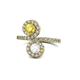 1 - Kevia Yellow and White Sapphire with Side Diamonds Bypass Ring 