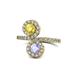 1 - Kevia Yellow Sapphire and Tanzanite with Side Diamonds Bypass Ring 