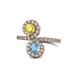 1 - Kevia Yellow Sapphire and Blue Topaz with Side Diamonds Bypass Ring 