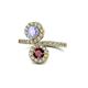 1 - Kevia Tanzanite and Ruby with Side Diamonds Bypass Ring 