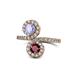 1 - Kevia Tanzanite and Ruby with Side Diamonds Bypass Ring 