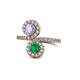 1 - Kevia Tanzanite and Emerald with Side Diamonds Bypass Ring 