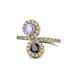 1 - Kevia Tanzanite and Black Diamond with Side Diamonds Bypass Ring 