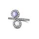 1 - Kevia Tanzanite and White Sapphire with Side Diamonds Bypass Ring 
