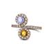 1 - Kevia Tanzanite and Citrine with Side Diamonds Bypass Ring 