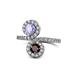 1 - Kevia Tanzanite and Red Garnet with Side Diamonds Bypass Ring 