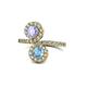 1 - Kevia Tanzanite and Blue Topaz with Side Diamonds Bypass Ring 