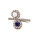 1 - Kevia White and Blue Sapphire with Side Diamonds Bypass Ring 