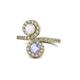 1 - Kevia White Sapphire and Tanzanite with Side Diamonds Bypass Ring 