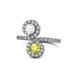 1 - Kevia White Sapphire and Yellow Diamond with Side Diamonds Bypass Ring 