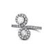 1 - Kevia White Sapphire and Diamond with Side Diamonds Bypass Ring 