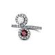 1 - Kevia White Sapphire and Ruby with Side Diamonds Bypass Ring 
