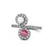 1 - Kevia White Sapphire and Rhodolite Garnet with Side Diamonds Bypass Ring 