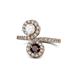 1 - Kevia White Sapphire and Red Garnet with Side Diamonds Bypass Ring 