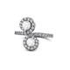 1 - Kevia White Sapphire with Side Diamonds Bypass Ring 