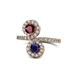 1 - Kevia Ruby and Blue Sapphire with Side Diamonds Bypass Ring 