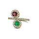 1 - Kevia Ruby and Emerald with Side Diamonds Bypass Ring 