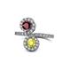 1 - Kevia Ruby and Yellow Diamond with Side Diamonds Bypass Ring 